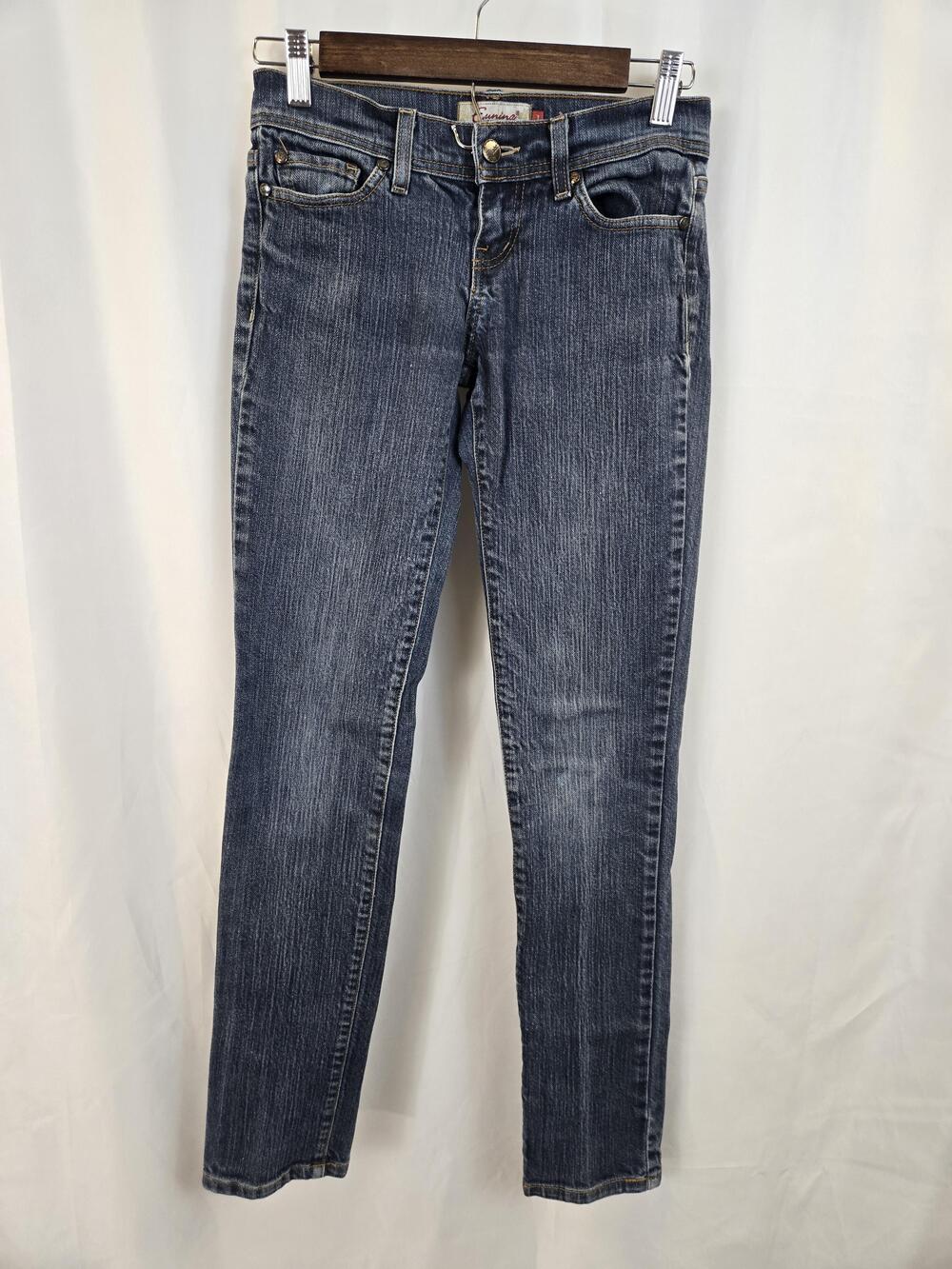 Eunina Jeans Juniors 1 Blue Medium Wash Low Rise Skinny Stretch Denim Pants USA